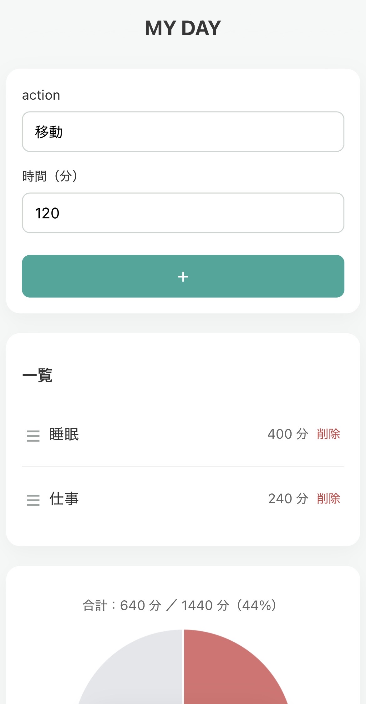 １日の過ごし方を可視化するアプリ（MY DAY）